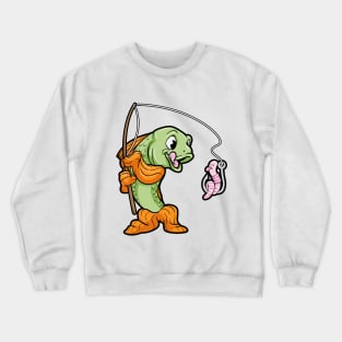 Fish at Fishing with Fishing rod and Made Crewneck Sweatshirt